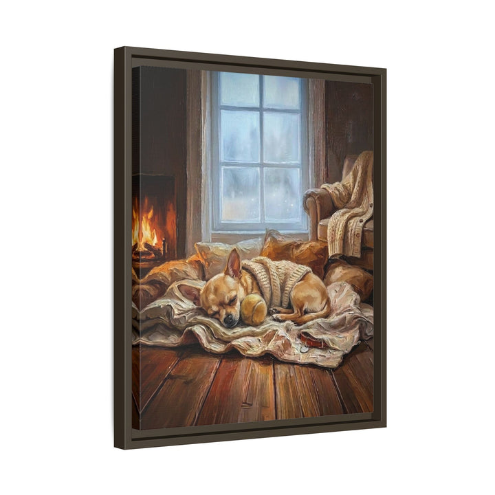 "Calm Memories" - Chihuahua Vertical Framed Canvas - Dog Lover Wall Art