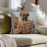 "Morning Business" - Boxer Throw Pillow - Dog Lover Home Decor