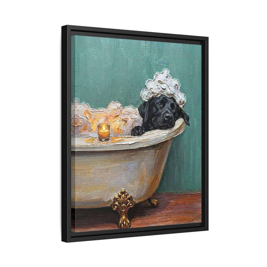 "Spa Day" - Labrador Vertical Framed Canvas - Dog Lover Wall Art