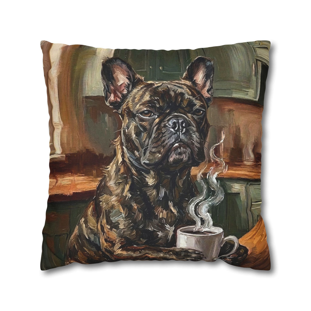 "Before Coffee" - French Bulldog Throw Pillow - Dog Lover Home Decor