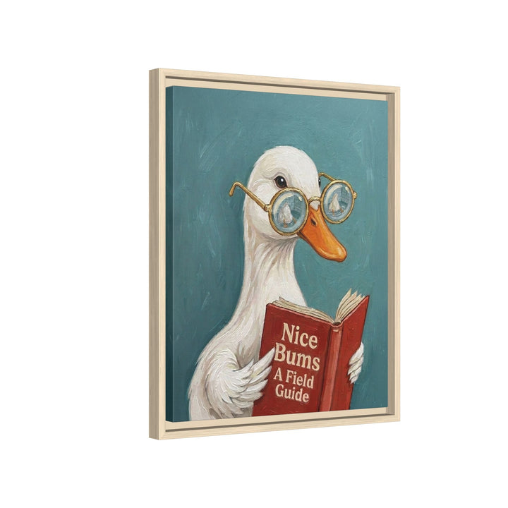 "Nice Bum" - Duck Vertical Framed Canvas - Animal Book Humor Wall Art