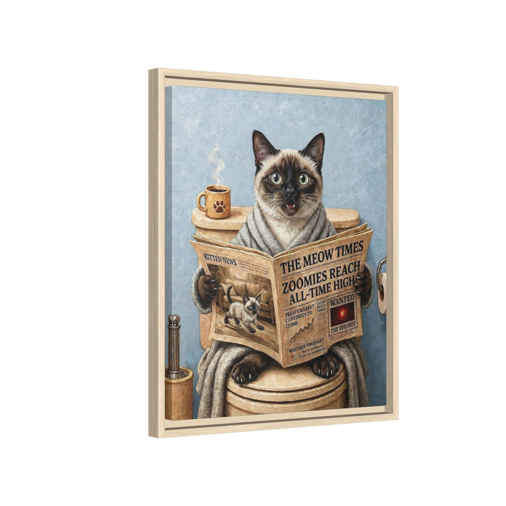 "Morning Business" - Colorpoint Vertical Framed Canvas - Cat Lover Wall Art