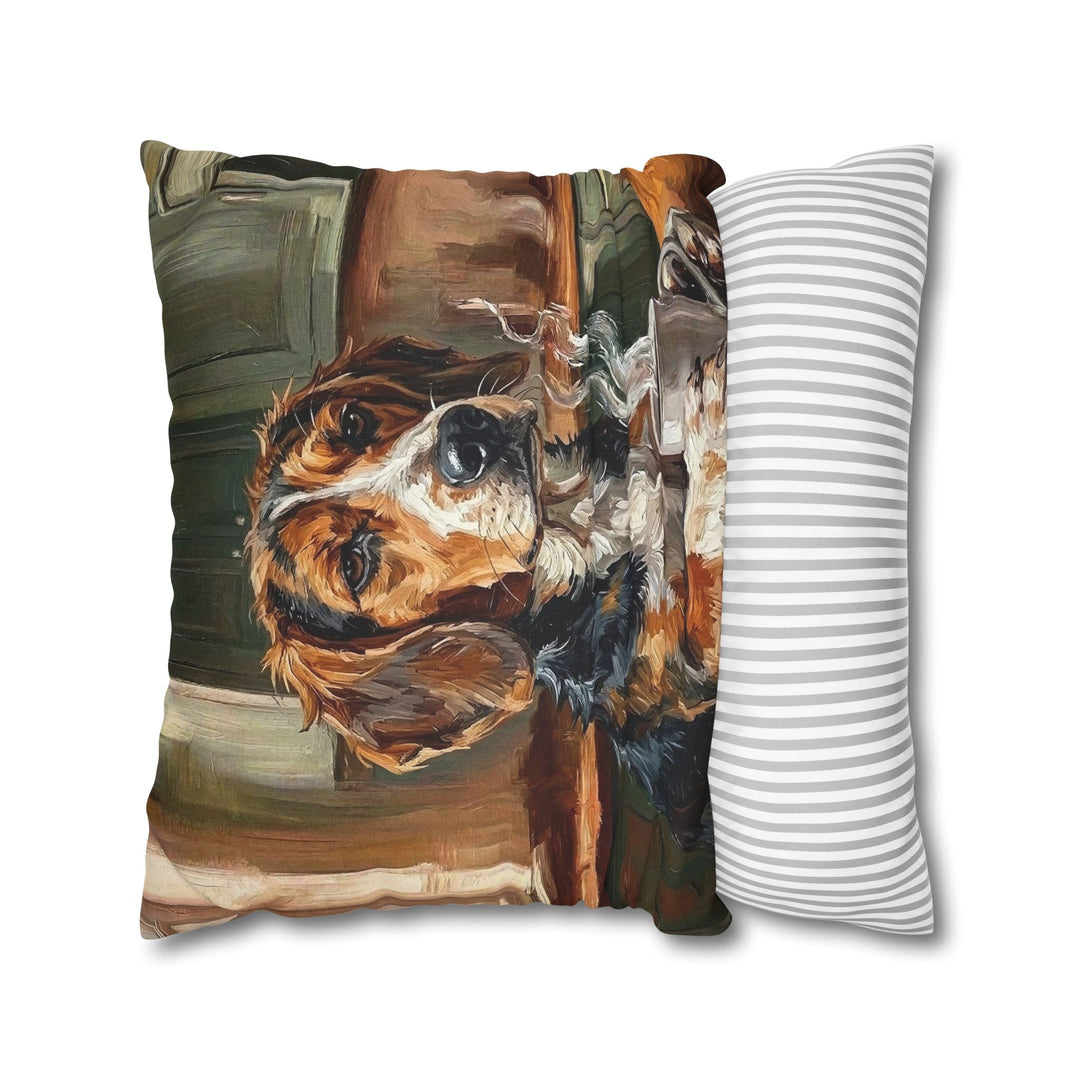 "Before Coffee" - Beagle Throw Pillow - Dog Lover Home Decor