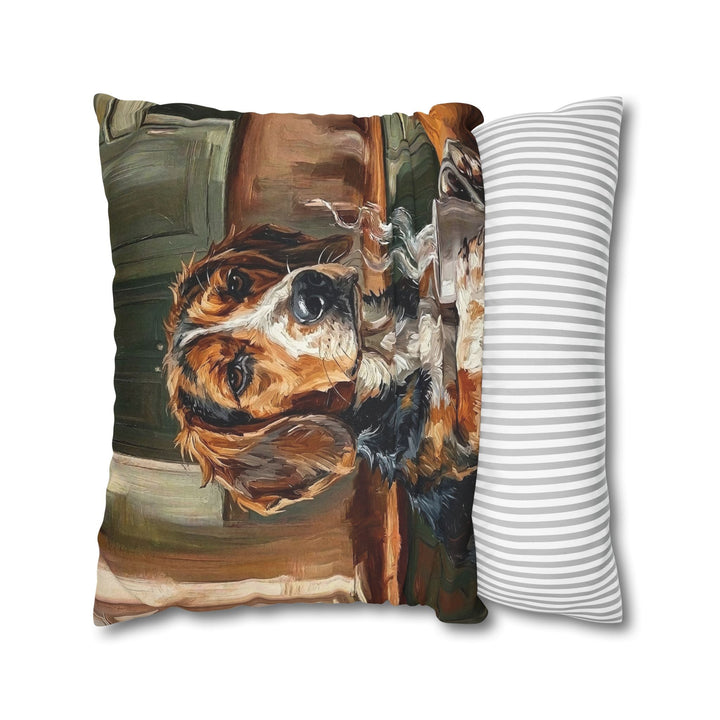 "Before Coffee" - Beagle Throw Pillow - Dog Lover Home Decor
