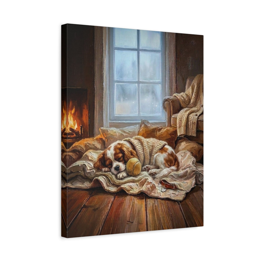 "Calm Memories" - Cavalier King Charles Vertical Canvas - Dog Lover Wall Art