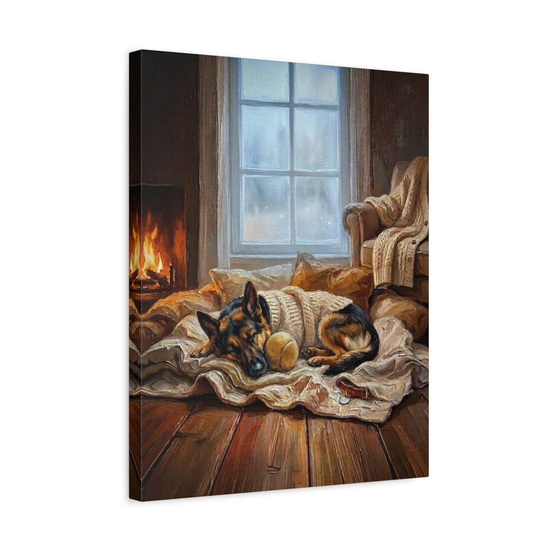 "Calm Memories" - German Shepherd Vertical Canvas - Dog Lover Wall Art