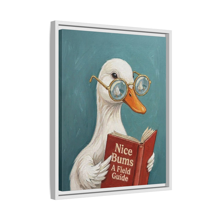 "Nice Bum" - Duck Vertical Framed Canvas - Animal Book Humor Wall Art
