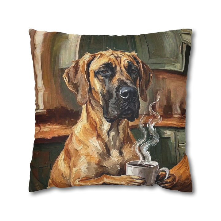 "Before Coffee" - Great Dane Throw Pillow - Dog Lover Home Decor