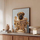 "Morning Business" - Mastiff Vertical Framed Canvas - Dog Lover Wall Art