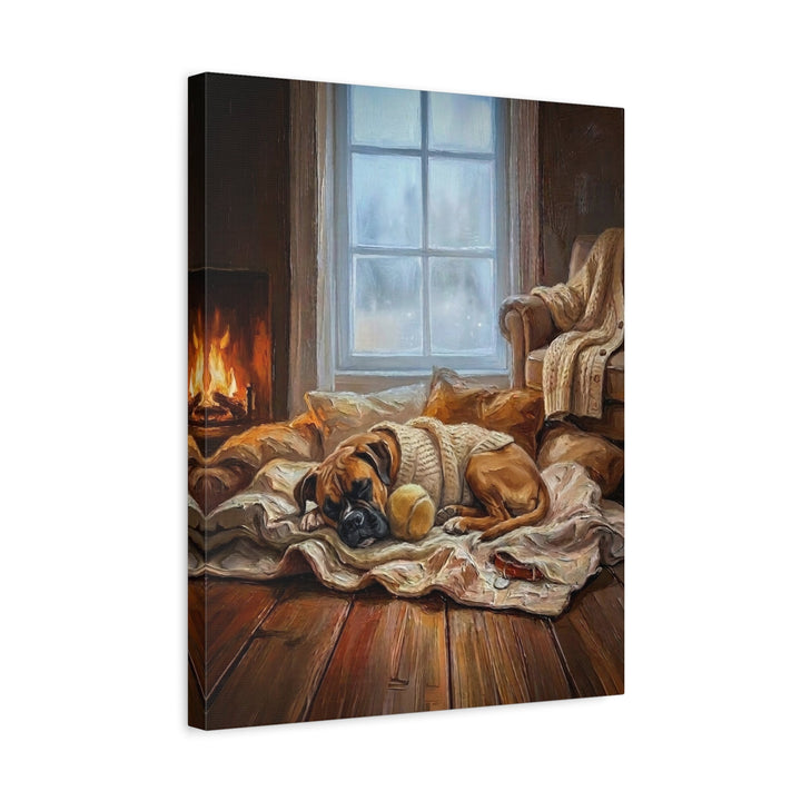 "Calm Memories" - Boxer Vertical Canvas - Dog Lover Wall Art