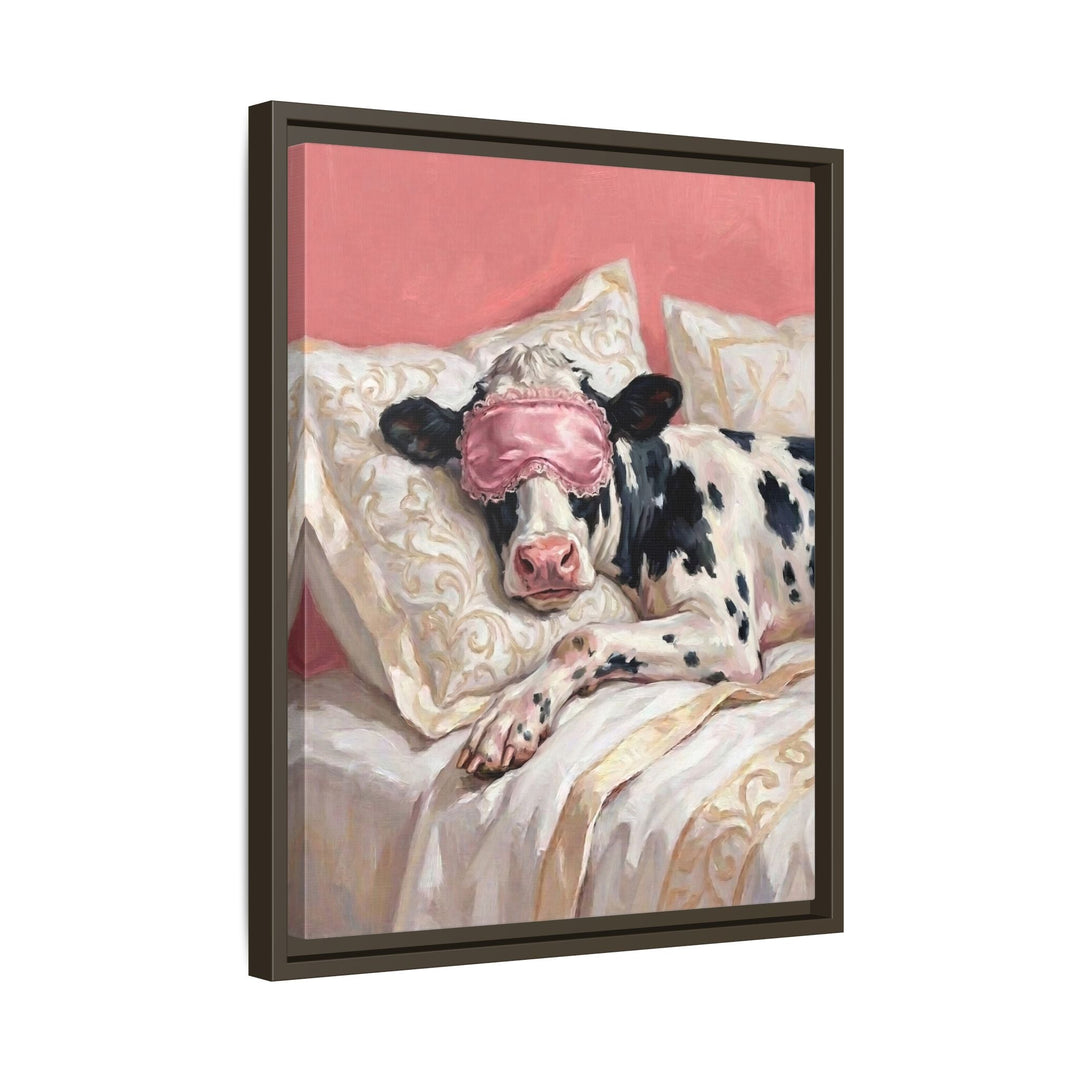 "Beauty Sleep" - Cow Vertical Framed Canvas - Spirit Animal Wall Art