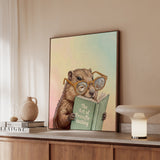 "The Art of Procaffeinating" - Marmot Vertical Framed Canvas - Animal Book Humor Wall Art