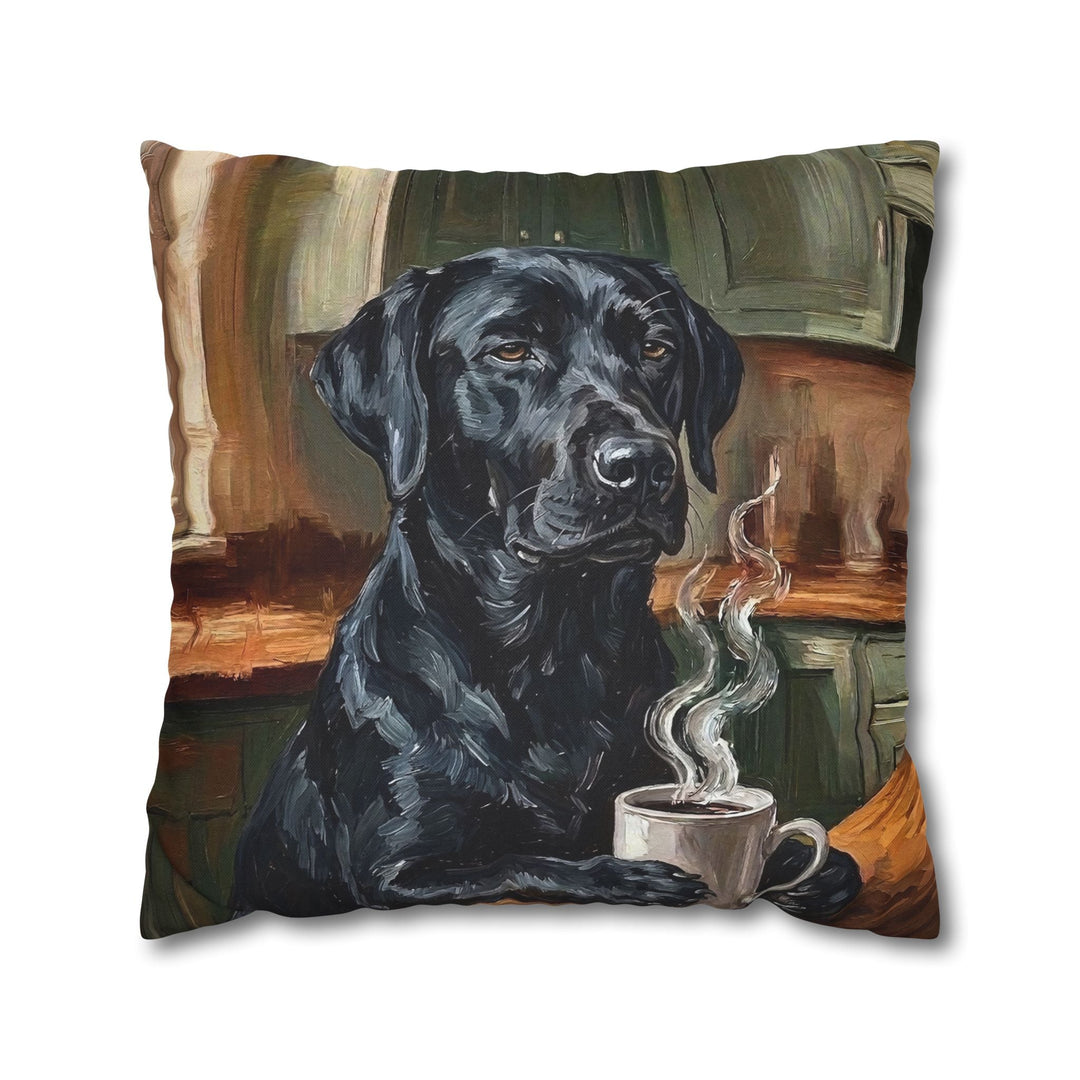 "Before Coffee" - Labrador Pillow Cover - Dog Lover Home Decor