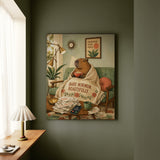 "Bare Minimum" - Capybara Vertical Canvas - Dark Burnout Humor Wall Art