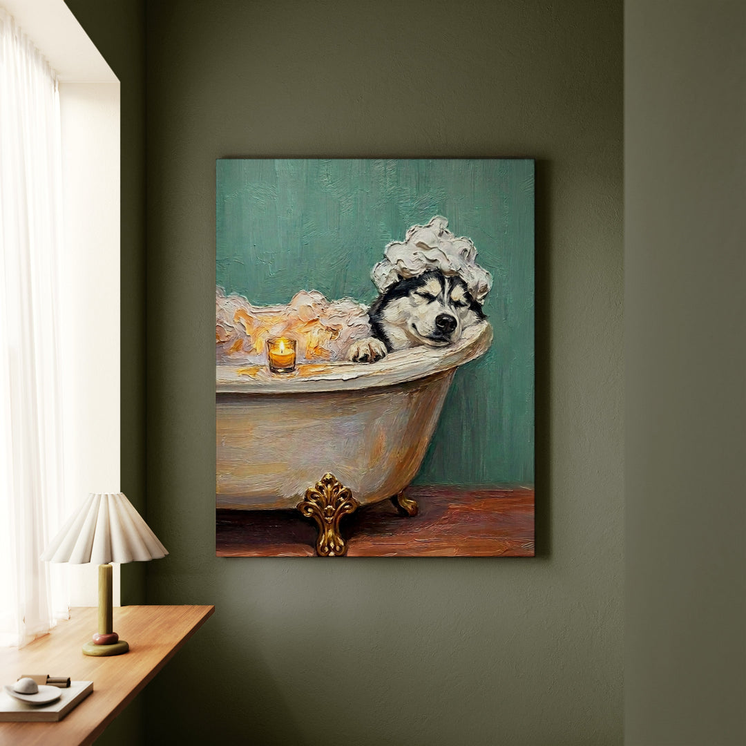 Husky Spa Day Canvas