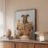 "Morning Business" - Greyhound Vertical Framed Canvas - Dog Lover Wall Art