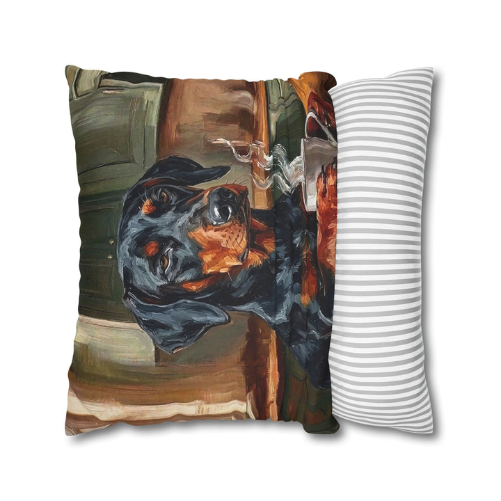 "Before Coffee" - Doberman Throw Pillow - Dog Lover Home Decor
