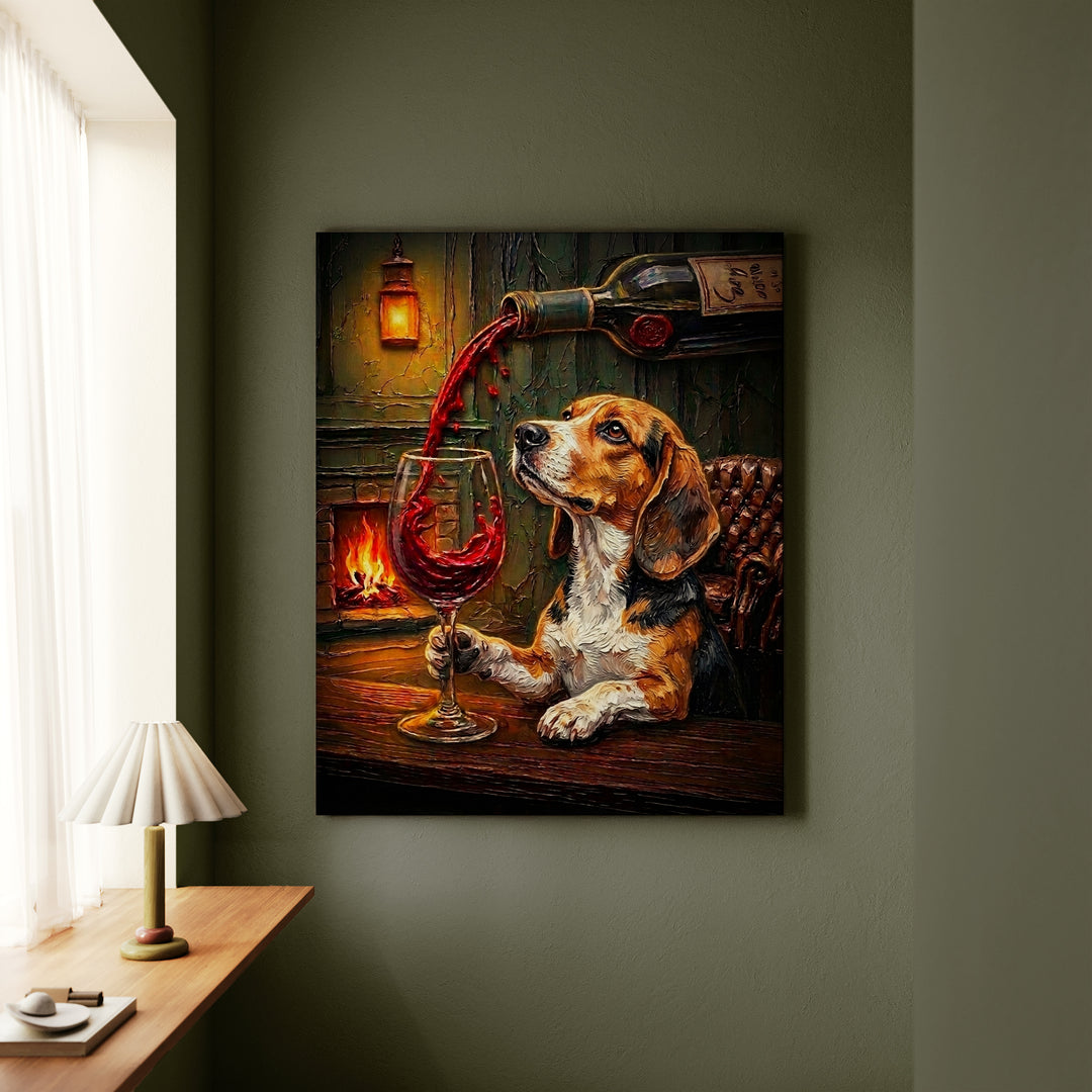 Beagle Wine & Woof Canvas
