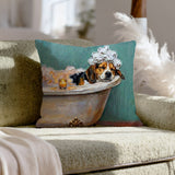 "Spa Day" - Beagle Throw Pillow - Dog Lover Wall Art Home Decor
