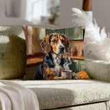 "Before Coffee" - Beagle Pillow Cover - Dog Lover Home Decor