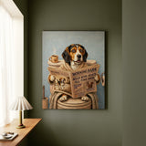 "Morning Business" - Beagle Vertical Canvas - Dog Lover Wall Art