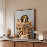 "Morning Business" - Beagle Vertical Framed Canvas - Dog Lover Wall Art