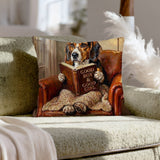 "Evening Read" - Beagle Throw Pillow - Dog Lover Home Decor
