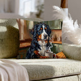 "Before Coffee" - Bernese Mountain Dog Pillow Cover - Dog Lover Home Decor