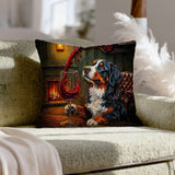 "Wine & Woof" - Bernese Mountain Dog Pillow Cover - Dog Lover Home Decor