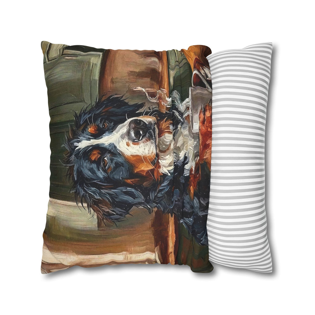 "Before Coffee" - Bernese Mountain Dog Throw Pillow - Dog Lover Home Decor