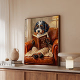 "Evening Read" - Bichon Frise Vertical Framed Canvas - Dog Lover Wall Art