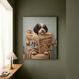 "Morning Business" - Bichon Frise Vertical Canvas - Dog Lover Wall Art