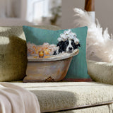 "Spa Day" - Border Collie Throw Pillow - Dog Lover Wall Art Home Decor