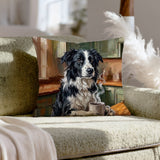 "Before Coffee" - Border Collie Throw Pillow - Dog Lover Home Decor