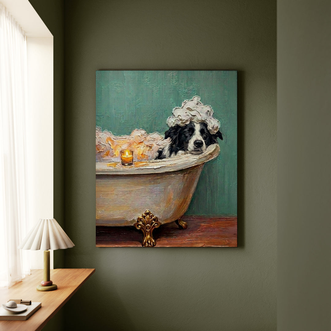 Border Collie Spa Day Canvas