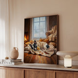 "Calm Memories" - Boston Terrier Vertical Framed Canvas - Dog Lover Wall Art