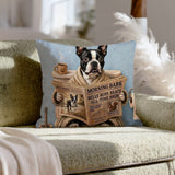 "Morning Business" - Boston Terrier Pillow Cover - Dog Lover Home Decor