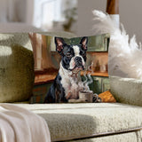 "Before Coffee" - Boston Terrier Throw Pillow - Dog Lover Home Decor