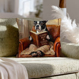 "Evening Read" - Boston Terrier Pillow Cover - Dog Lover Home Decor