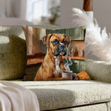 "Before Coffee" - Boxer Pillow Cover - Dog Lover Home Decor