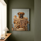 "Morning Business" - Boxer Vertical Canvas - Dog Lover Wall Art