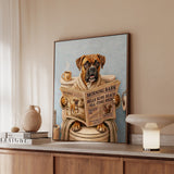 "Morning Business" - Boxer Vertical Framed Canvas - Dog Lover Wall Art