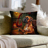 "Wine & Woof" - Boxer Pillow Cover - Dog Lover Home Decor