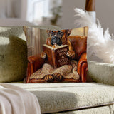"Evening Read" - Boxer Throw Pillow - Dog Lover Home Decor