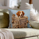 "Morning Business" - Brittany Spaniel Pillow Cover - Dog Lover Home Decor