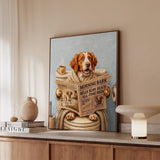 "Morning Business" - Brittany Spaniel Vertical Framed Canvas - Dog Lover Wall Art
