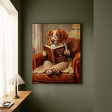 "Evening Read" - Brittany Spaniel Vertical Canvas - Dog Lover Wall Art
