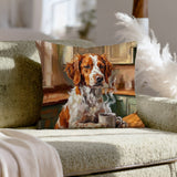 "Before Coffee" - Brittany Spaniel Pillow Cover - Dog Lover Home Decor