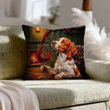 "Wine & Woof" - Brittany Spaniel Pillow Cover - Dog Lover Home Decor