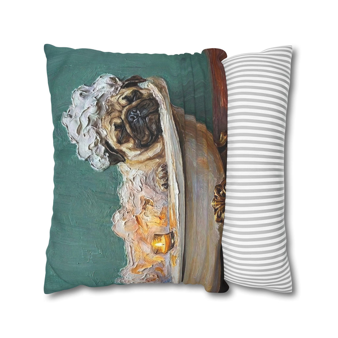 "Spa Day" - Pug Pillow Cover - Dog Lover Home Decor